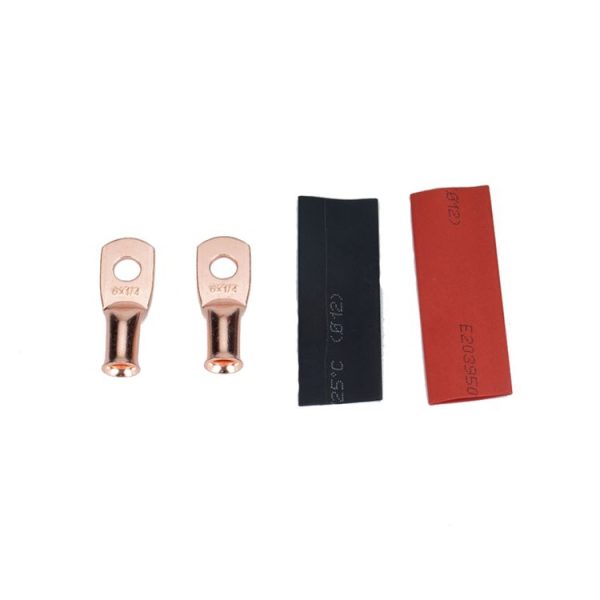10 PCS AWG T2 Copper Heavy-duty Cold-pressed Wire Terminals 6 x 1 / 4 with Heat Shrinkable Tube - Image 3
