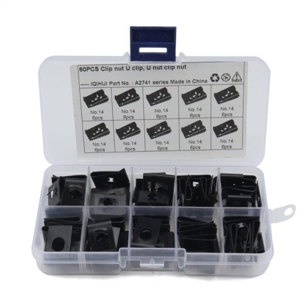 60 PCS Black U Nut Kit Spire Clips No.14 Zinc Speed Fasteners Lug Nuts - Image 2