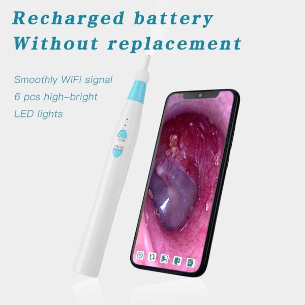 F180B 3.9mm Tiny Lens Diameter Integral WIFI Visual Earspoon Endoscope with 6 LEDs - Image 5