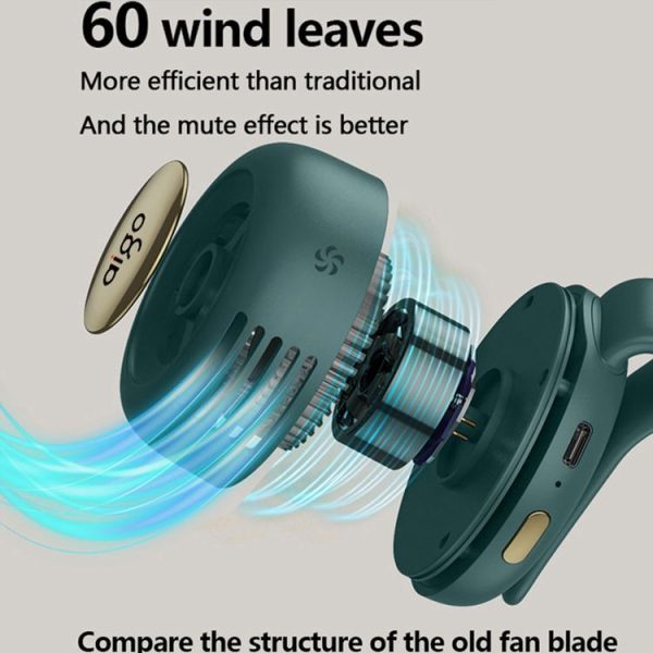 Aigo AGF-03 Small Whirlwind 60 Leaves 360 Degrees Adjustable Wind Direction Portable Desktop Fan with Silicone Clip (White) - Image 5