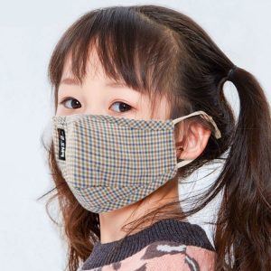 6-12 Years Kids Lattice Washable Replaceable Filter Protection PM2.5 Dustproof Face Mask, Random Color Delivery