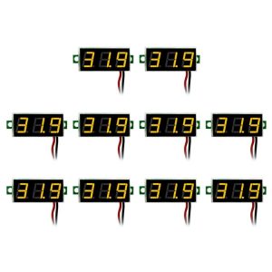 10 PCS 0.28 inch 2 Wires Adjustable Digital Voltage Meter, Color Light Display, Measure Voltage: DC 2.5-30V (Yellow)