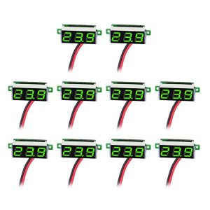 10 PCS 0.36 inch 2 Wires Digital Voltage Meter, Color Light Display, Measure Voltage: DC 2.5-30V (Green)