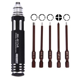 JAKEMY JM-8154 6 in 1 Model Screwdriver Set with 65mm S-2 Precision Bits (Cross 3.0, Hexagon H1.5 & H2.0 & H2.5 & H3.0)