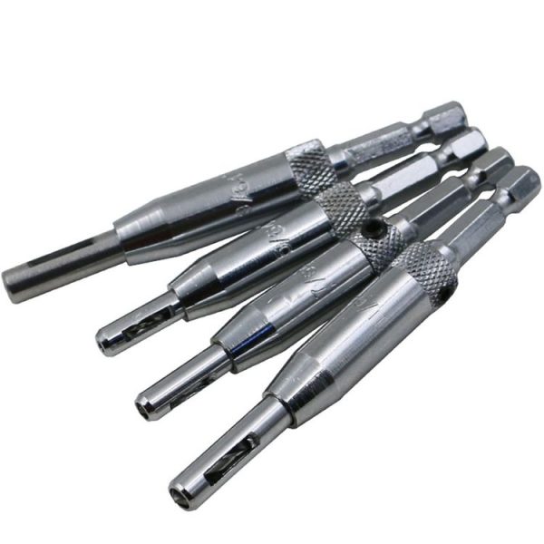 4 PCS / Set Doors Self Centering Hinge Tapper Core Drill Bit Set Hole Puncher Woodworking Tools (5 / 64, 7 / 64, 9 / 64, 11 / 64 inch)