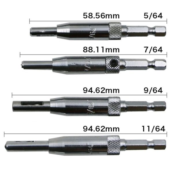 4 PCS / Set Doors Self Centering Hinge Tapper Core Drill Bit Set Hole Puncher Woodworking Tools (5 / 64, 7 / 64, 9 / 64, 11 / 64 inch) - Image 4