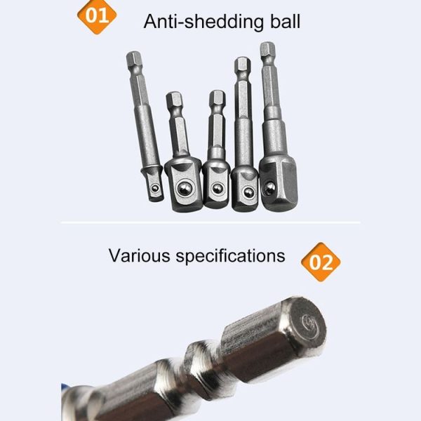 3 PCS / Set Socket Bit Extension Bar Hex Shank Adapter Drill Nut Driver Power Drill Bit (1 / 4, 3 / 8, 1 / 2 inch), Length: 65-73mm - Image 4