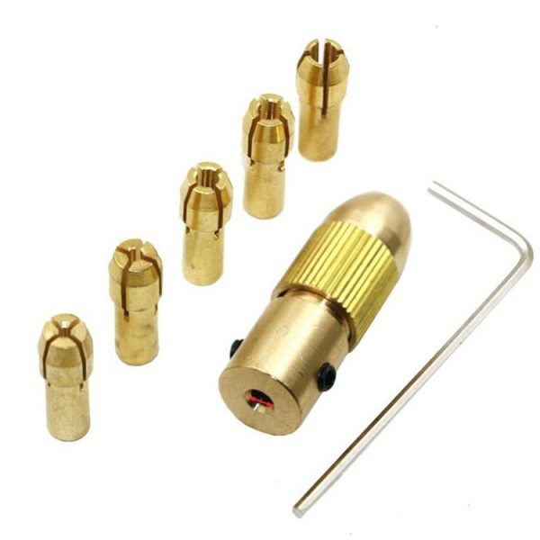 7 PCS / Set Brass 0.5-3mm Small Electric Drill Bit Collet Micro Twist 3.17mm Drill Chuck Set with Wrench
