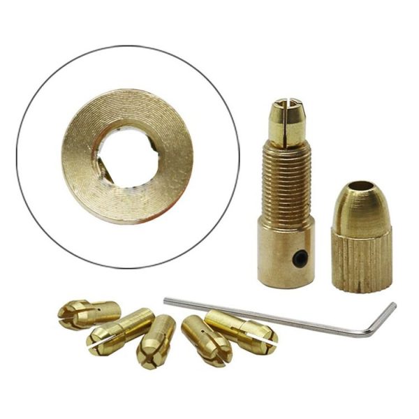 7 PCS / Set Brass 0.5-3mm Small Electric Drill Bit Collet Micro Twist 4.05mm Drill Chuck Set with Wrench