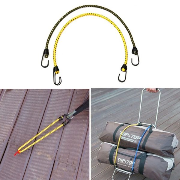 2 PCS Outdoor Tent Crude Elastic Rope Tied High Luggage Rope Clothesline Camping, Length: 60cm, Diameter: 8mm, Random Color Delivery