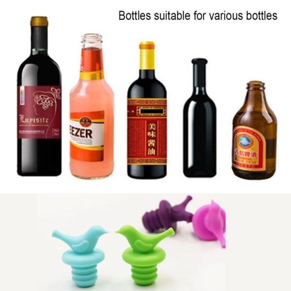 2pcs Creative Bird Style Silicone Wine Beer Condiments Bottle Stopper Random Color Delivery - Image 4