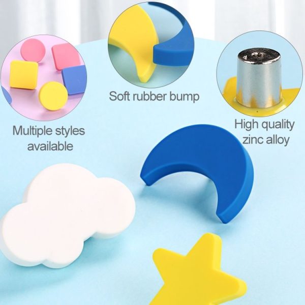 5 PCS Yellow Moon Pattern Shockproof Modern Cartoon Children Drawer Cabinet Handle - Image 4