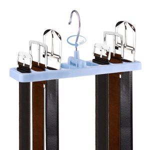 2pcs Multi-function Tie Rack Belt Scarf Hanger Holder Closet (Blue)
