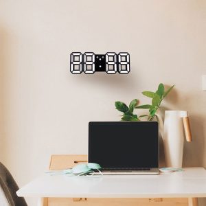 Multi-Function Large 3D LED Digital Wall Alarm Clock with Snooze Function, 12 / 24 Hours Display for Home, Kitchen, Office, DC 5V, CE Certificated (White)
