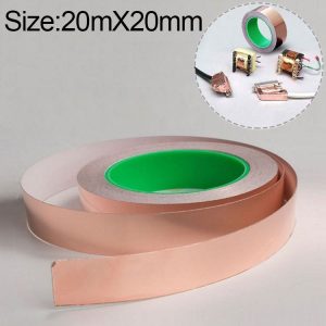 Pure Copper Double-sided Conductive Copper Foil Tape Signal Masking Tape, Size: 20m x 20mm
