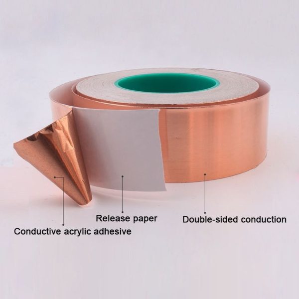 Pure Copper Double-sided Conductive Copper Foil Tape Signal Masking Tape, Size: 20m x 20mm - Image 3