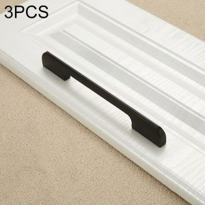 3 PCS 2049-224 Drawer Cabinet Door Aluminum Alloy Handle Straight Door Handle (Black)