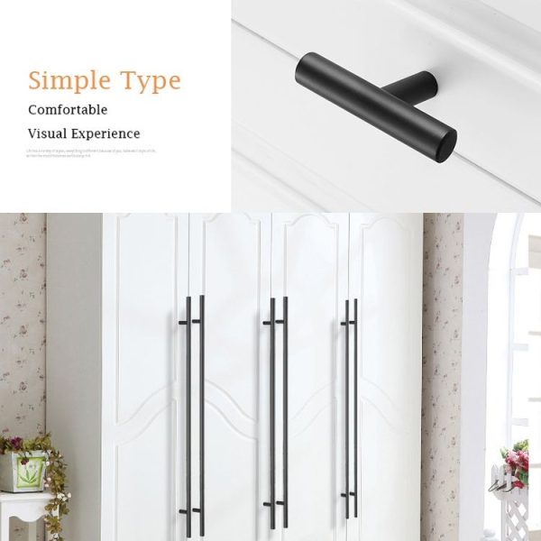 2 PCS 9001A-224 Simple Furniture Cabinet Handle Aluminum Profile Round Handle (Black) - Image 4