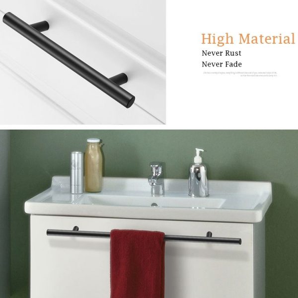 2 PCS 9001A-224 Simple Furniture Cabinet Handle Aluminum Profile Round Handle (Black) - Image 7