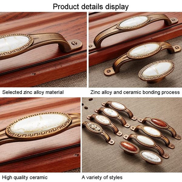5 PCS 5008 Cabinet Zinc Alloy Retro Handle Coffee Cat Eye Handle (Coffee Ancient Silver) - Image 3