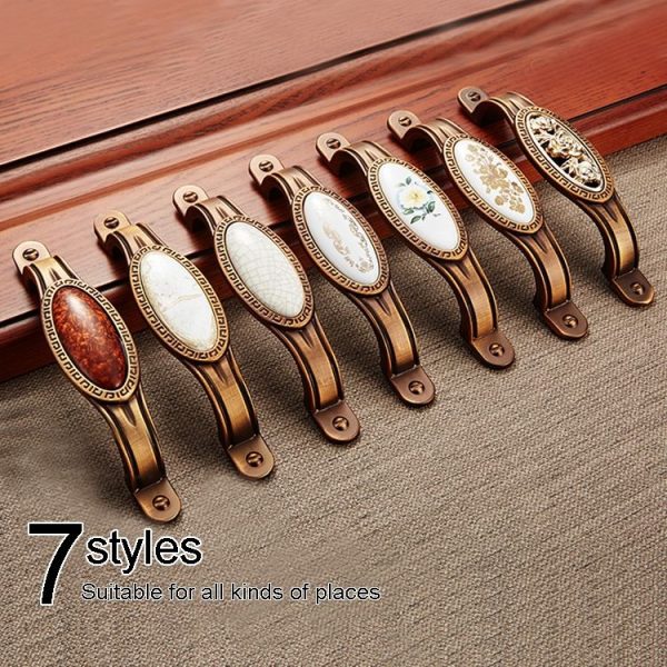 5 PCS 5008 Cabinet Zinc Alloy Retro Handle Coffee Cat Eye Handle (Coffee Ancient Silver) - Image 5