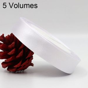 5 Volumes Color Satin Ribbons Handmade DIY Wedding Cake Decoration Holiday Gift Packages, Size: 22m x 2cm (White)