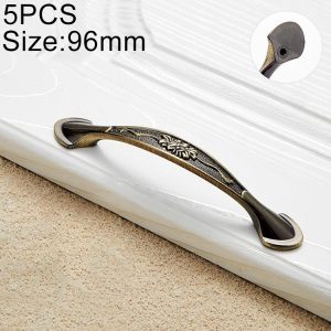 5 PCS 6026A-96 European Style Zinc Alloy Cabinet Wardrobe Drawer Door Handle, Hole Spacing: 96mm (Bronze)