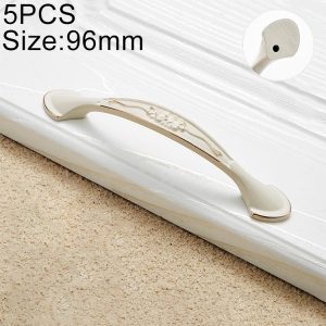 5 PCS 6026A-96 European Style Zinc Alloy Cabinet Wardrobe Drawer Door Handle, Hole Spacing: 96mm (Ivory)