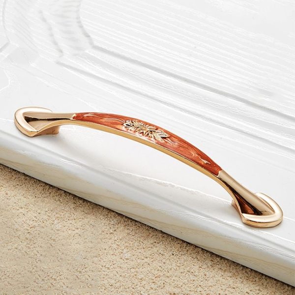 5 PCS 6026A-128 European Style Zinc Alloy Cabinet Wardrobe Drawer Door Handle, Hole Spacing: 128mm (Red Amber) - Image 2