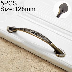 5 PCS 6026A-128 European Style Zinc Alloy Cabinet Wardrobe Drawer Door Handle, Hole Spacing: 128mm (Bronze)