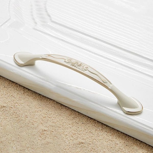 5 PCS 6026A-128 European Style Zinc Alloy Cabinet Wardrobe Drawer Door Handle, Hole Spacing: 128mm (Ivory) - Image 2