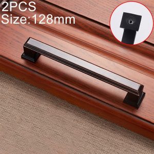 2 PCS 6609-128 Zinc Alloy Cabinet Wardrobe Drawer Door Handle, Hole Spacing: 128mm (Blackening Red Bronze)