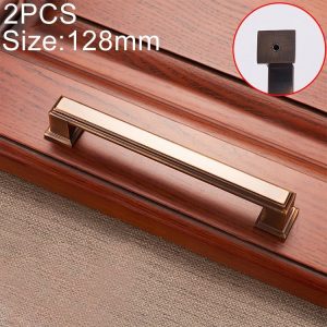 2 PCS 6609-128 Zinc Alloy Cabinet Wardrobe Drawer Door Handle, Hole Spacing: 128mm (Coffee Bronze)