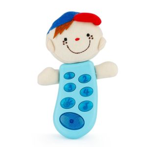 Brettbble Cartoon Baby Child Early Education Plush Doll Phone Music Toys with LED Light (Blue)