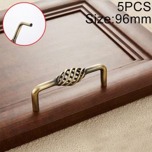 5 PCS 6098-96 Classic Birdcage Shape Iron Cabinet Wardrobe Drawer Door Handle, Hole Spacing: 96mm (Bronze)