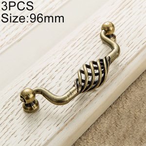 3 PCS 6100-96 Classic Birdcage Shape Iron Cabinet Wardrobe Drawer Door Handle, Hole Spacing: 96mm (Bronze)