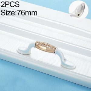 2 PCS 6554_76 Single Hole Silver Crystal Glass Diamond Drawer Cabinet Handle