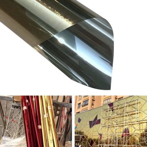 UV Reflective One Way Privacy Decoration Glass Window Film Sticker, Width: 50cm, Length: 1m (Gold)