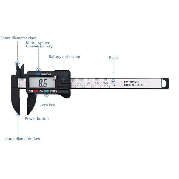 Plastic Fiber Digital Display Vernier Caliper, Measure Range: 100mm (4 inch), Plastic Box Packing - Image 2