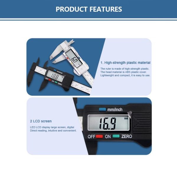 Plastic Fiber Digital Display Vernier Caliper, Measure Range: 100mm (4 inch), Plastic Box Packing - Image 5