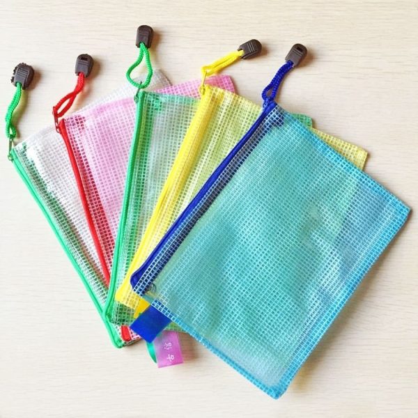 12 PCS Zipper Plastic Mesh Stationery Bag, Random Color Delivery (A5, Size: 24x17.5cm) - Image 2