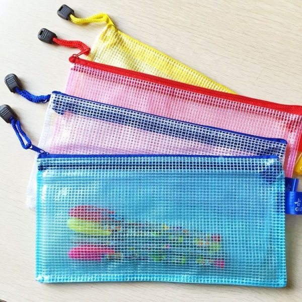 12 PCS Zipper Plastic Mesh Stationery Bag, Random Color Delivery (A5, Size: 24x17.5cm) - Image 3