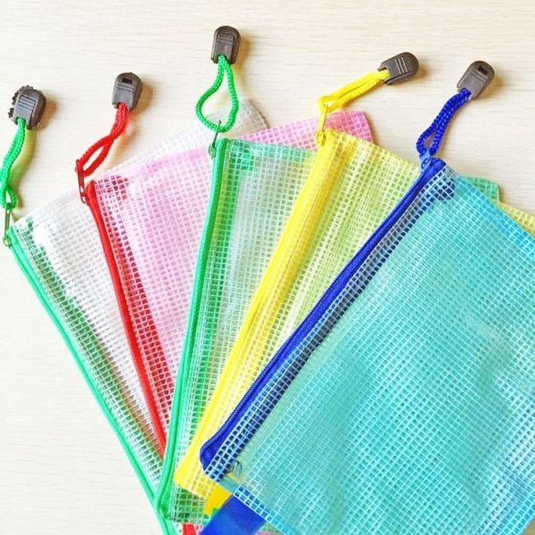 12 PCS Zipper Plastic Mesh Stationery Bag, Random Color Delivery (A5, Size: 24x17.5cm) - Image 4