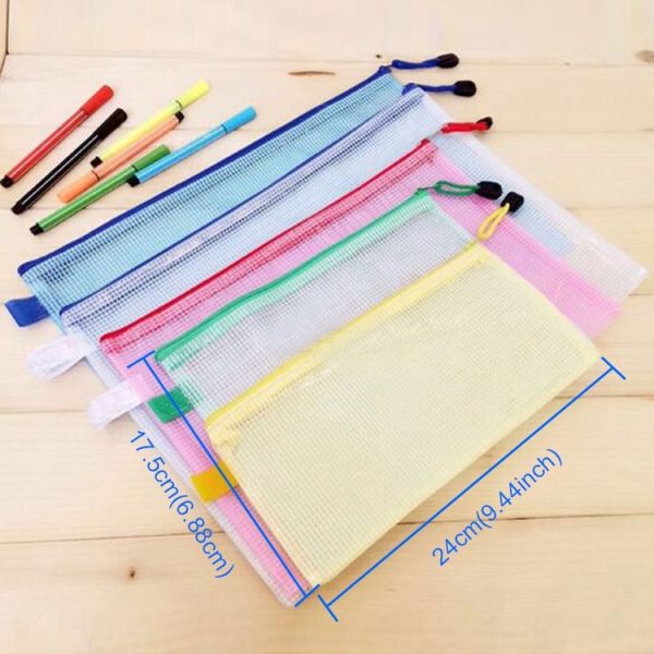 12 PCS Zipper Plastic Mesh Stationery Bag, Random Color Delivery (A5, Size: 24x17.5cm) - Image 5