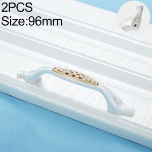 2 PCS 6551_96 Single Hole Silver Crystal Glass Diamond Drawer Cabinet Handle