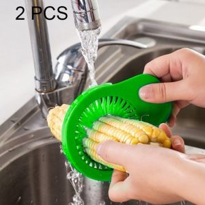 2 PCS Creative Kitchen Utensils Multi-Functional Portable Corn Brush Slit to Brush, Random Color Delivery (Green)