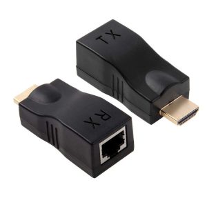 HDMI to RJ45 Extender Adapter (Receiver & Transmitter) by Cat-5e / 6 Cable, Support HDCP, Transmission Distance: 30m (Black)
