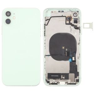 Back Housing Cover with Appearance Imitation of iP12 for iPhone XR (with SIM Card Tray & Side Keys & Power + Volume Flex Cable & Wireless Charging Module & Charging Port Flex Cable & Vibrating Motor & Loudspeaker) (Green)