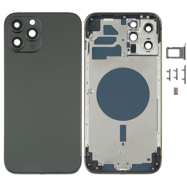 Back Housing Cover with SIM Card Tray & Side keys & Camera Lens for iPhone 12 Pro Max (Black)