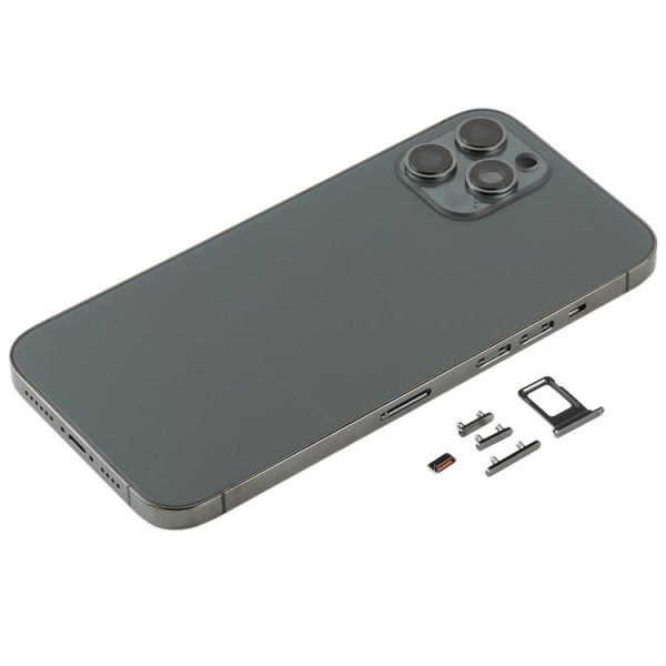 Back Housing Cover with SIM Card Tray & Side keys & Camera Lens for iPhone 12 Pro Max (Black) - Image 2